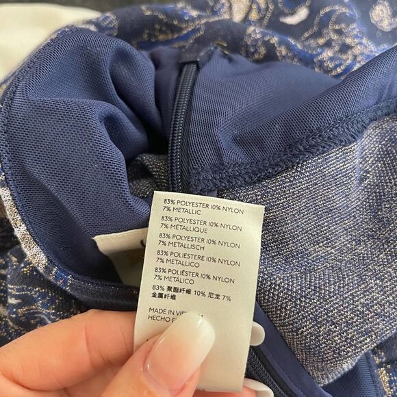 Anthropologie Maeve Blue Maria Paisley Metallic Flare Pants - Picture 10 of 10